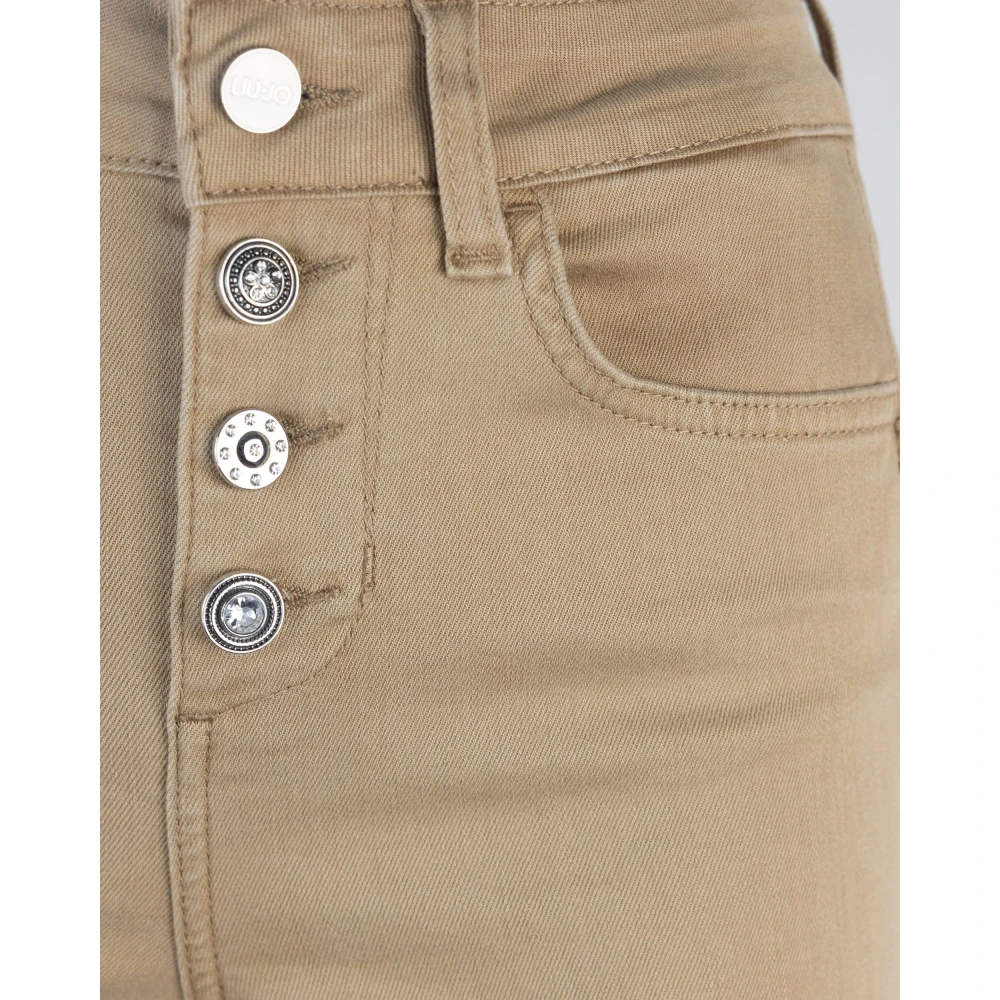 Liu Jo Hoge taille katoenen broek bottom up Beige Dames