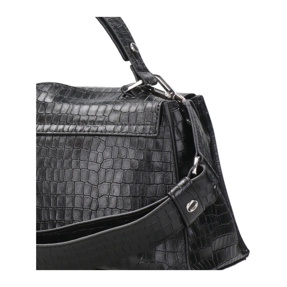 Orciani Krokodil-effect Leren Longuette Tas Black Dames