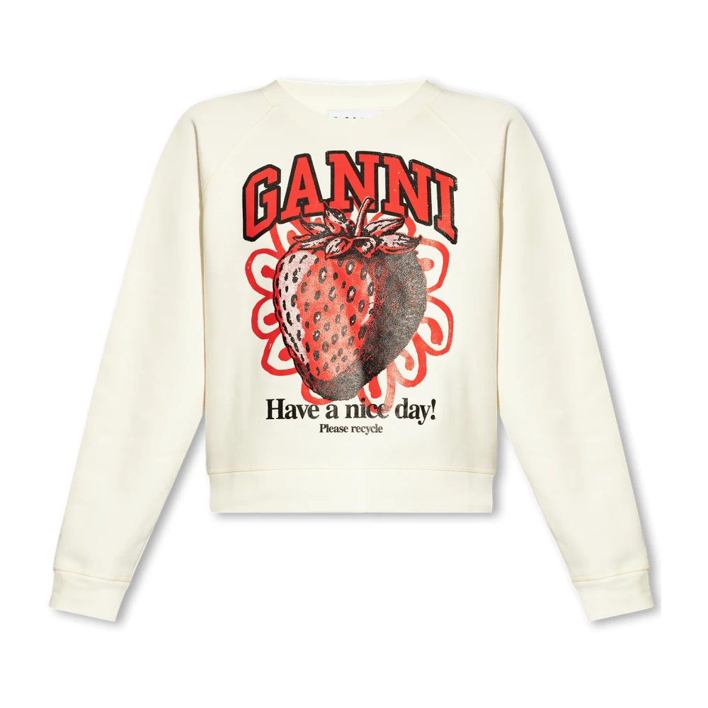 Ganni Sweatshirt met logo Beige Dames