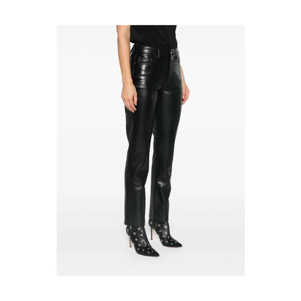 Anine Bing Zwarte imitatieleren high-waisted jeans Black Dames
