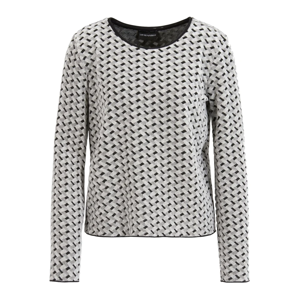 Emporio Armani Devoré Touch Sweaters Ronde Hals Lange Mouw Multicolor Dames