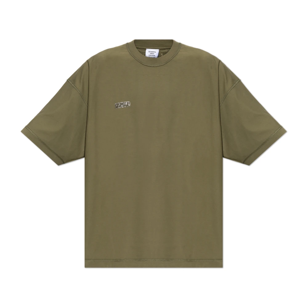 Vetements Logo T-shirt Green Heren