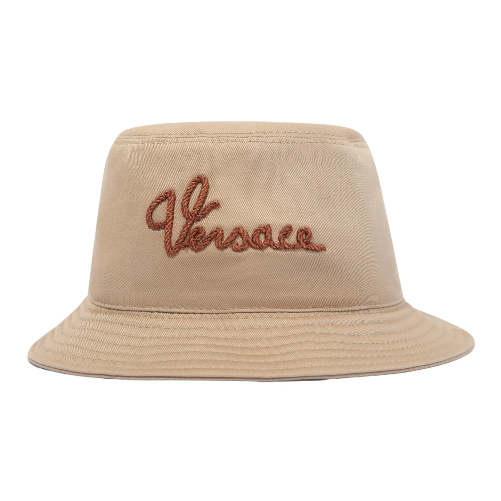 Versace , Hats & Caps, Unisex, Beige, S, Logo Bucket Hat
