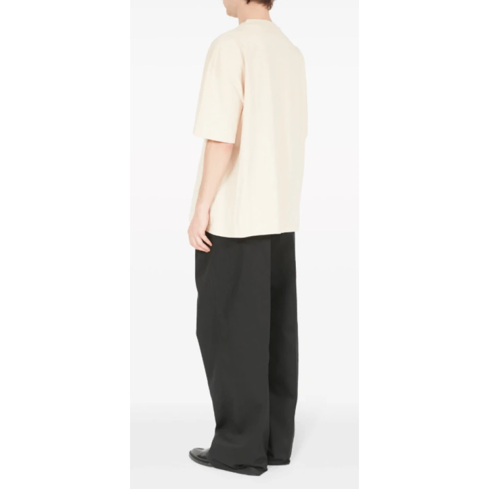 Maison Margiela Geborduurde Nummers Katoenen T-shirt Beige Heren