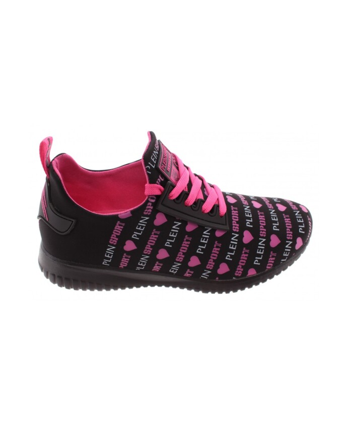 baskets-de-course-noires-fuxia