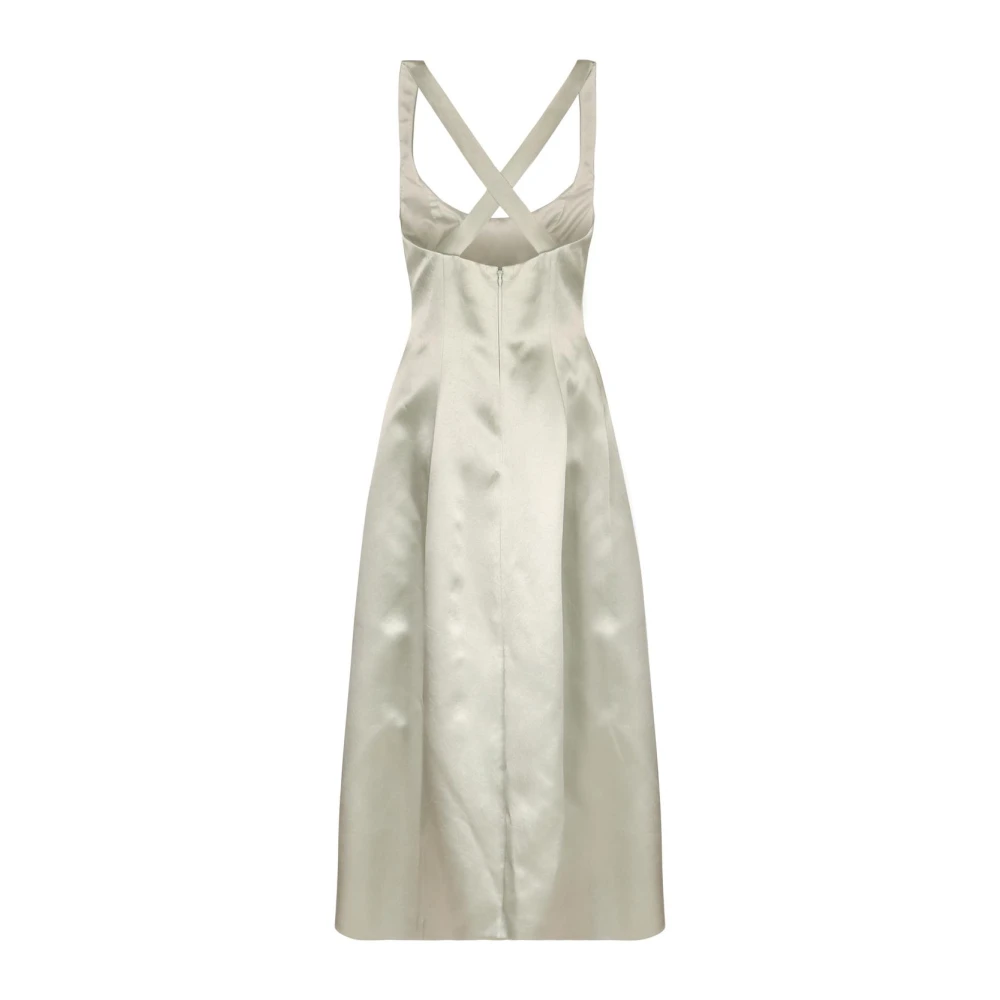 Philosophy Di Lorenzo Serafini Donna Verde Satin Crisscross Back Midi Dress