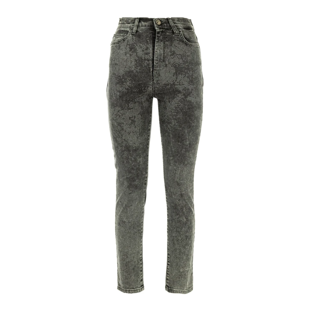 Manila Grace Tijdloze denim jeans met strass Gray Dames