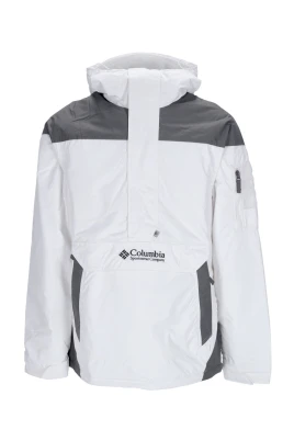 Vit Anorak Pullover Jacka med Hög Hals