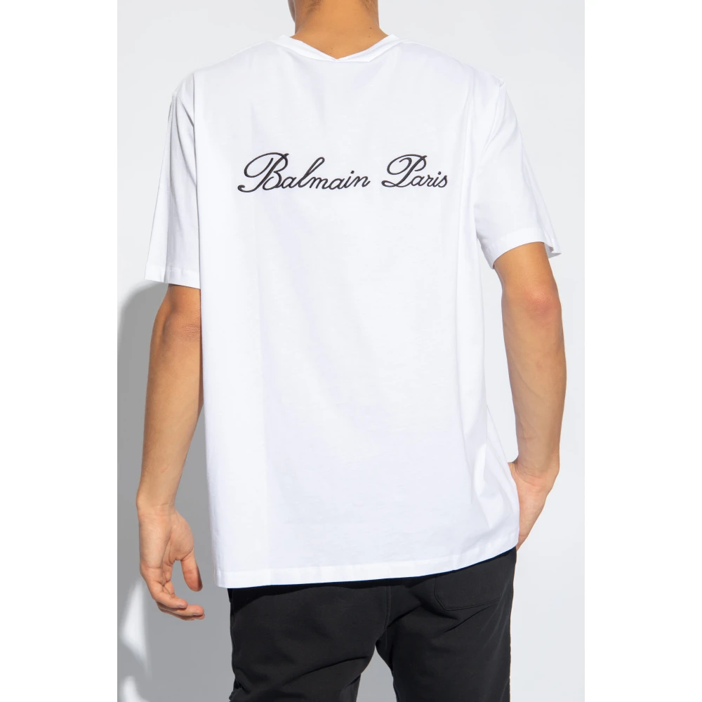 Balmain T-shirt met Logo White Heren