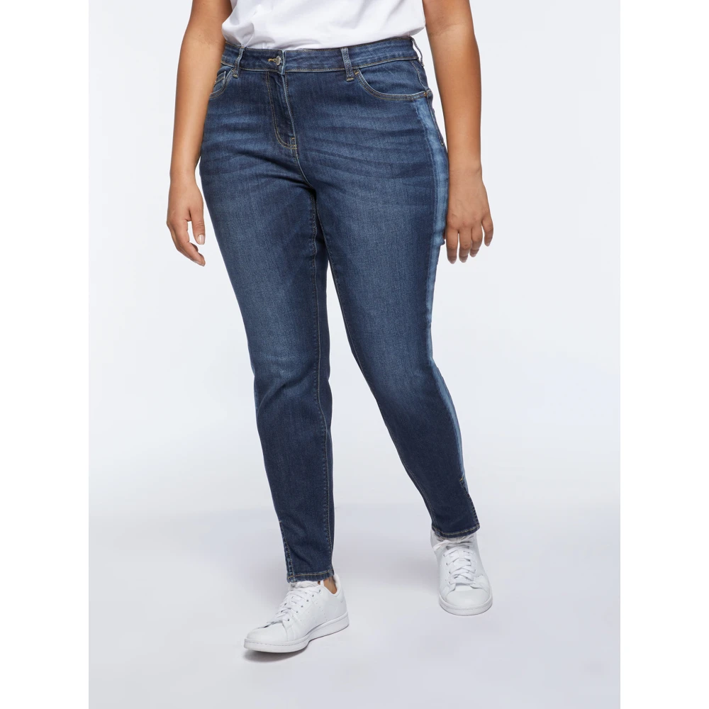 Fiorella Rubino Slim Fit Jeans met genuanceerde randen Blue Dames