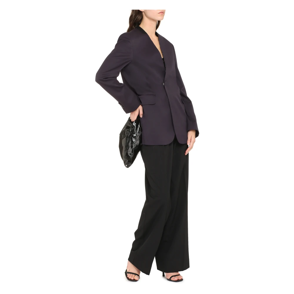 MM6 Maison Margiela Blazer van Wolmix Éénknoops Sluiting Blue Dames