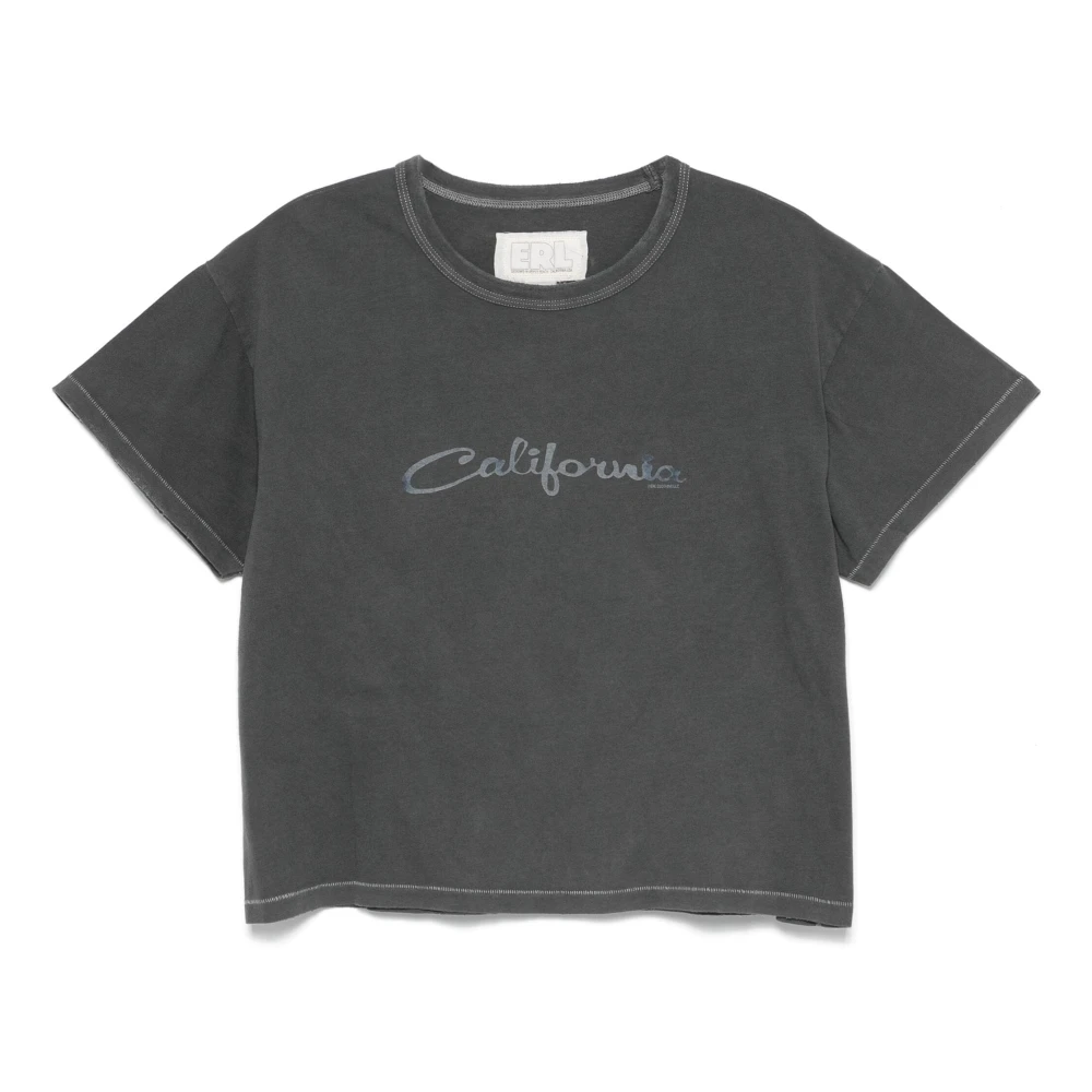 ERL Zwarte Californische Katoenen T-shirt met Print Black Heren