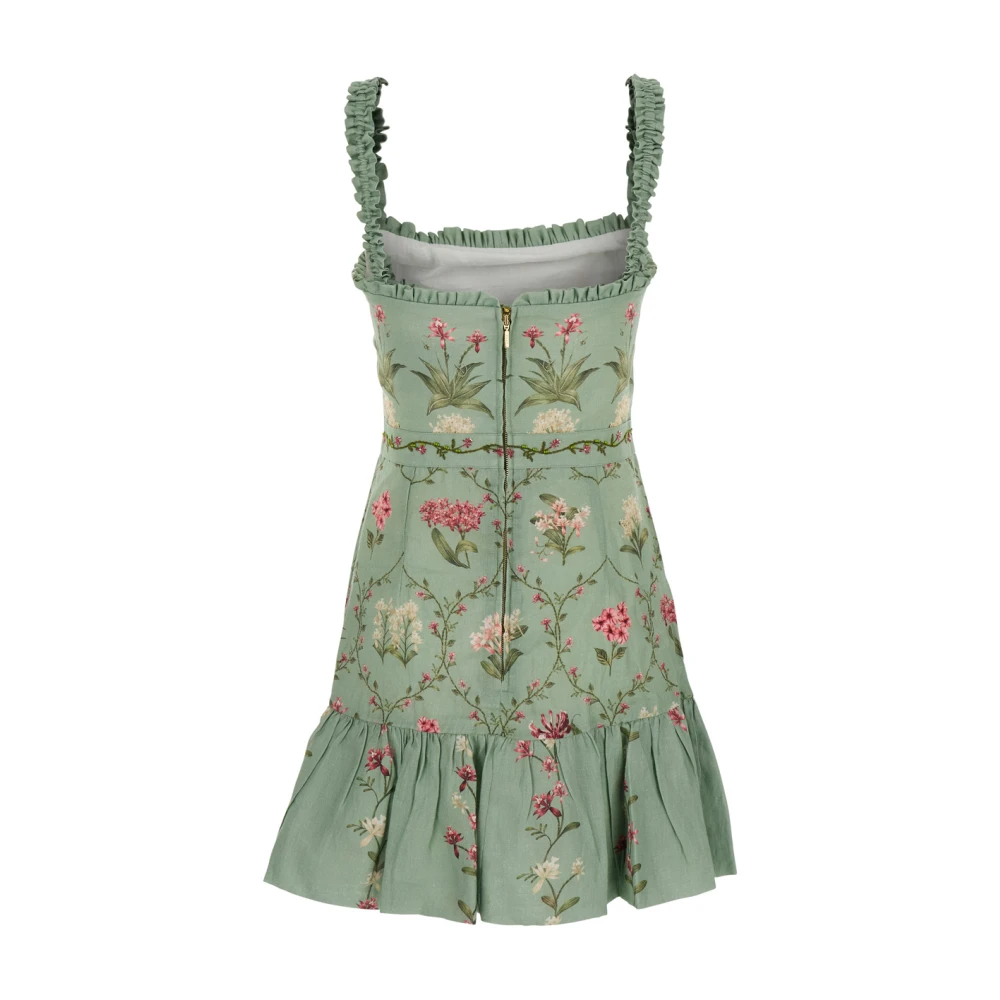 Agua by Agua Bendita Groene Bloemen Linnen Lange Jurk Green Dames