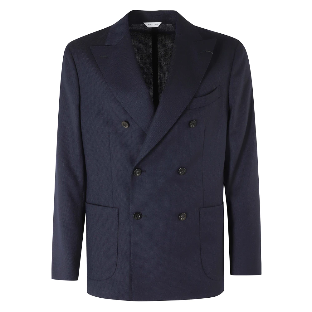 Boglioli Men's Blue Blazers, M, Double-Breasted Jacket