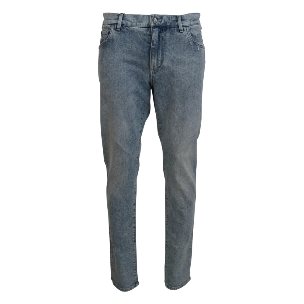 Dolce & Gabbana Blå Tvätt Slim Fit Bomull Denim Jeans Blue, Herr