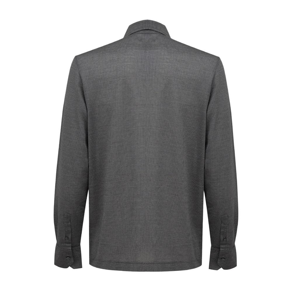 Canali Lange Mouw Grijze Katoenen Overhemd Gray Heren