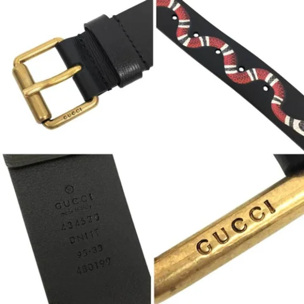 Gucci Vintage Tweedehands Zwart Leren Riem Black Dames