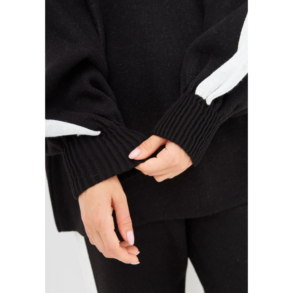 Cesare Gaspari CG Gebreide Jogger set Zwart Wit Black Dames