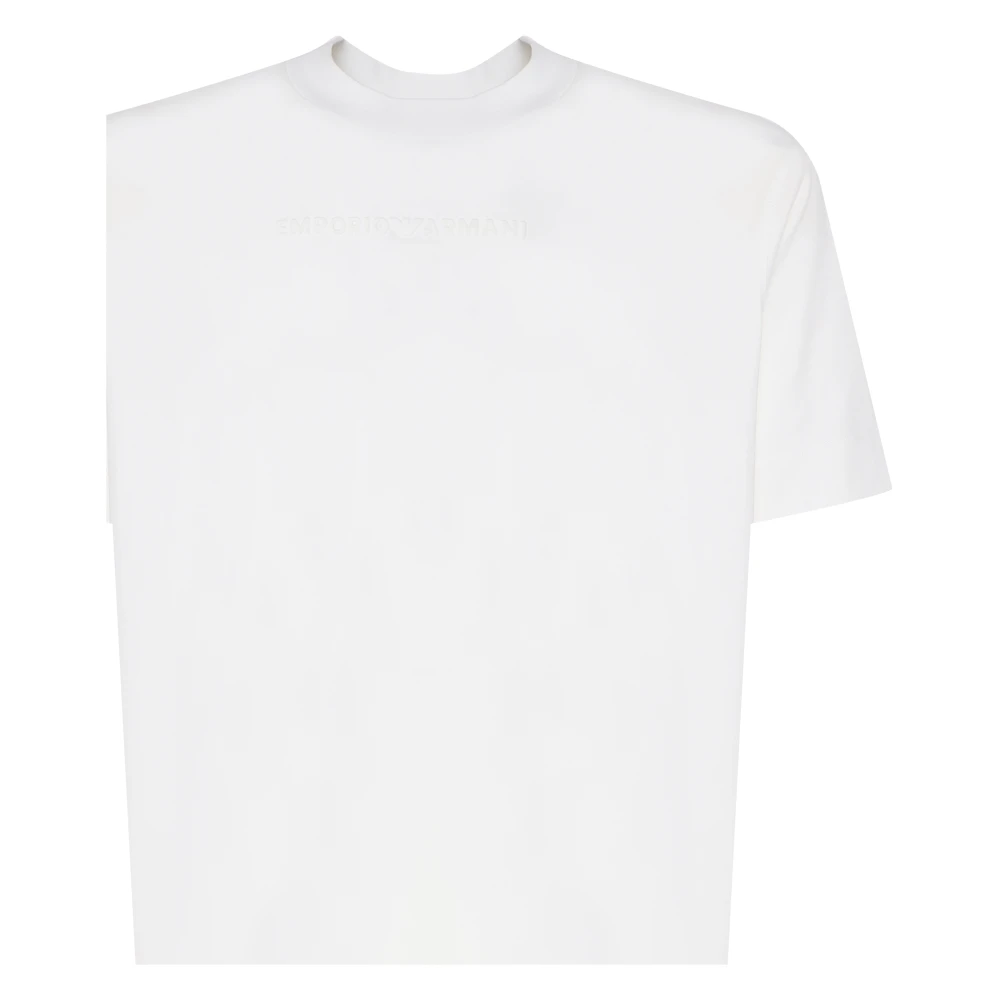 Emporio Armani Witte Katoenen T-shirt Ronde Hals Korte Mouwen White Heren