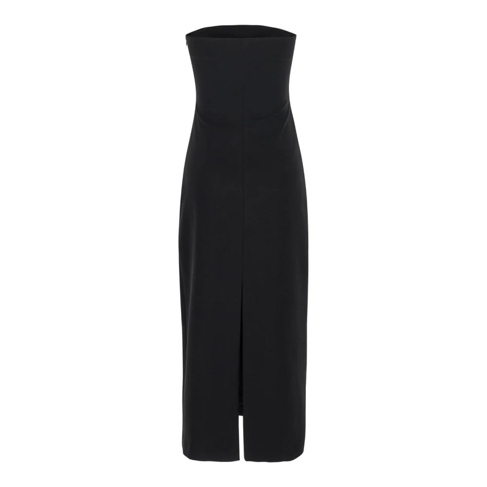 Plain Units Zwarte Bustier Jurk met Achtersplit Black Dames