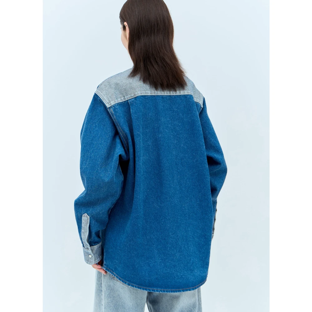 Marni Contrast Denim Shirt met Panelen Blue Dames