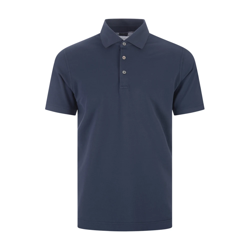 Fedeli Blauw Poloshirt Korte Mouw Blue Heren