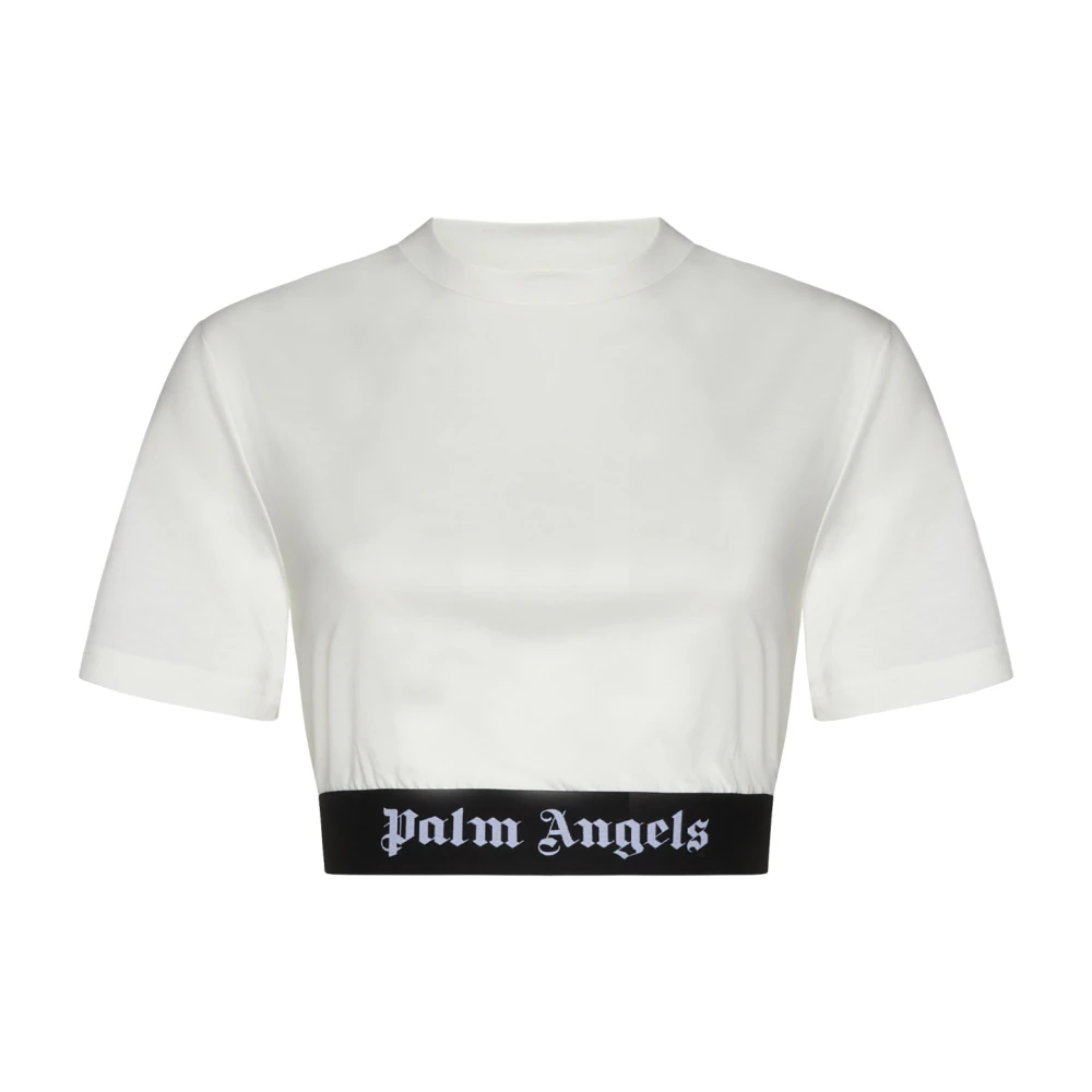 Palm Angels Logo-Jacquard Crew Neck T-shirts White Dames