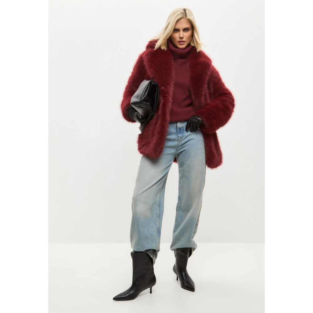 Cesare Gaspari Faux Fur & Shearling Jackets Red Dames