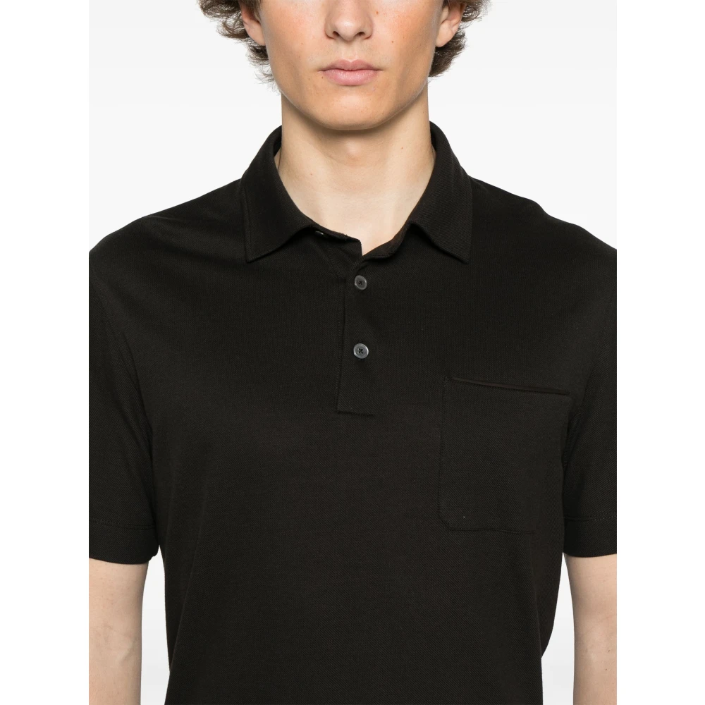 Ermenegildo Zegna Katoenen poloshirt met 3 knopen Brown Heren