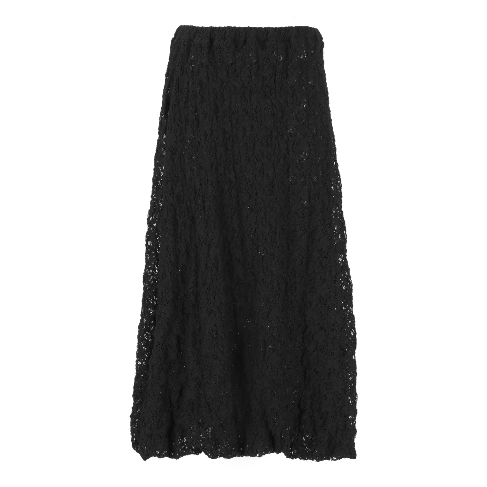 Jil Sander Zwarte Kant Katoenen Rok Elastisch Black Dames