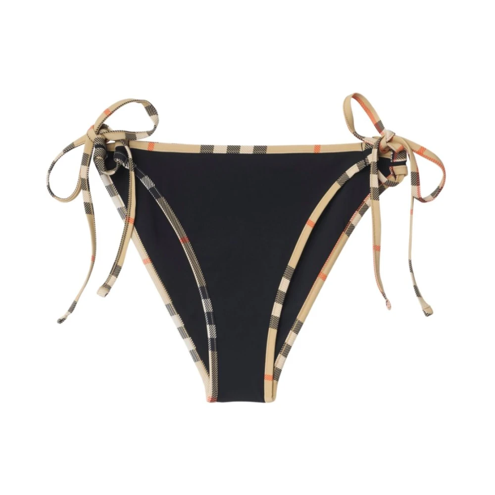 Burberry Women's Black Bikinis, S, Check Bikini Bottoms