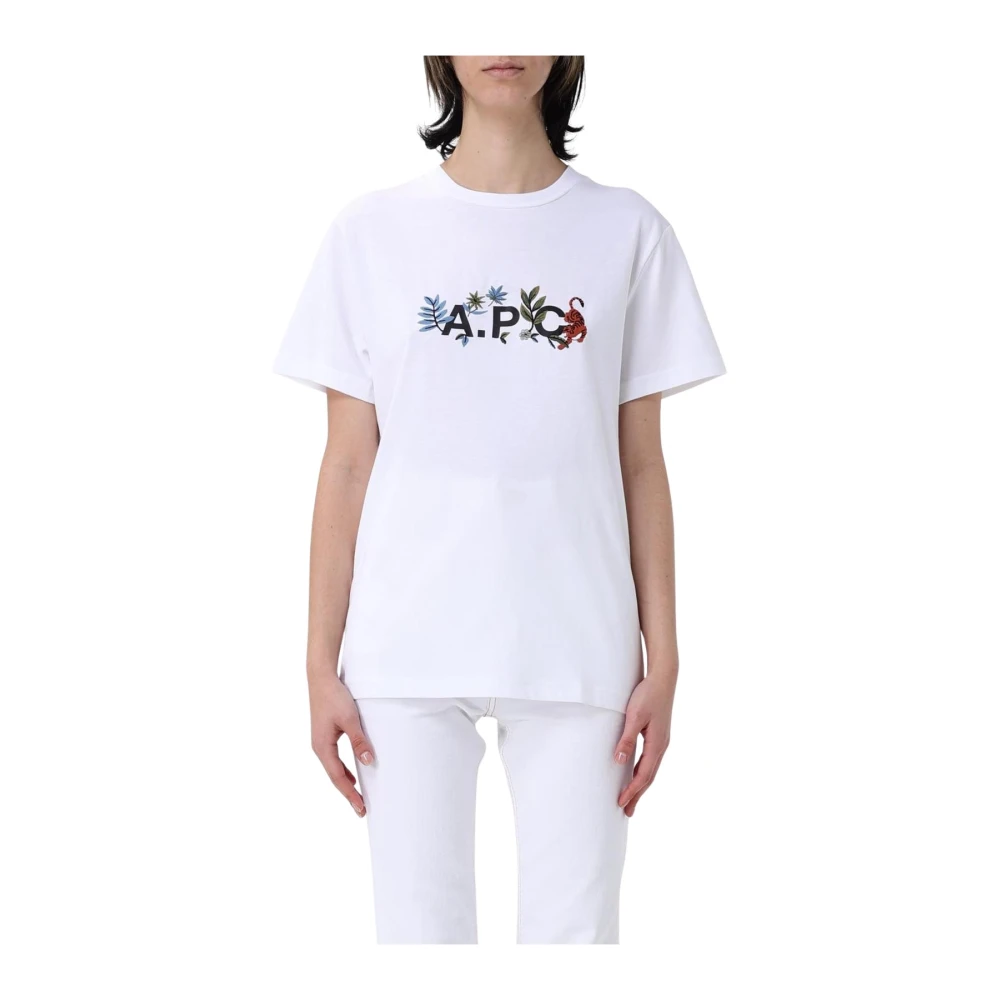A.p.c. Women's White Embroidered Floral Tee