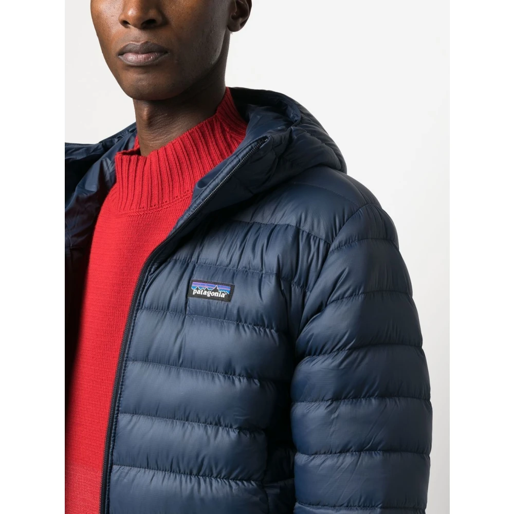 Patagonia Navy Hooded Donsjas met Ritszakken Blue Heren