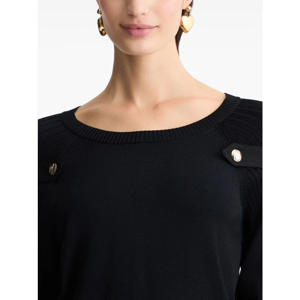 Liu Jo Zwarte Logo Sweater met Ronde Hals Black Dames