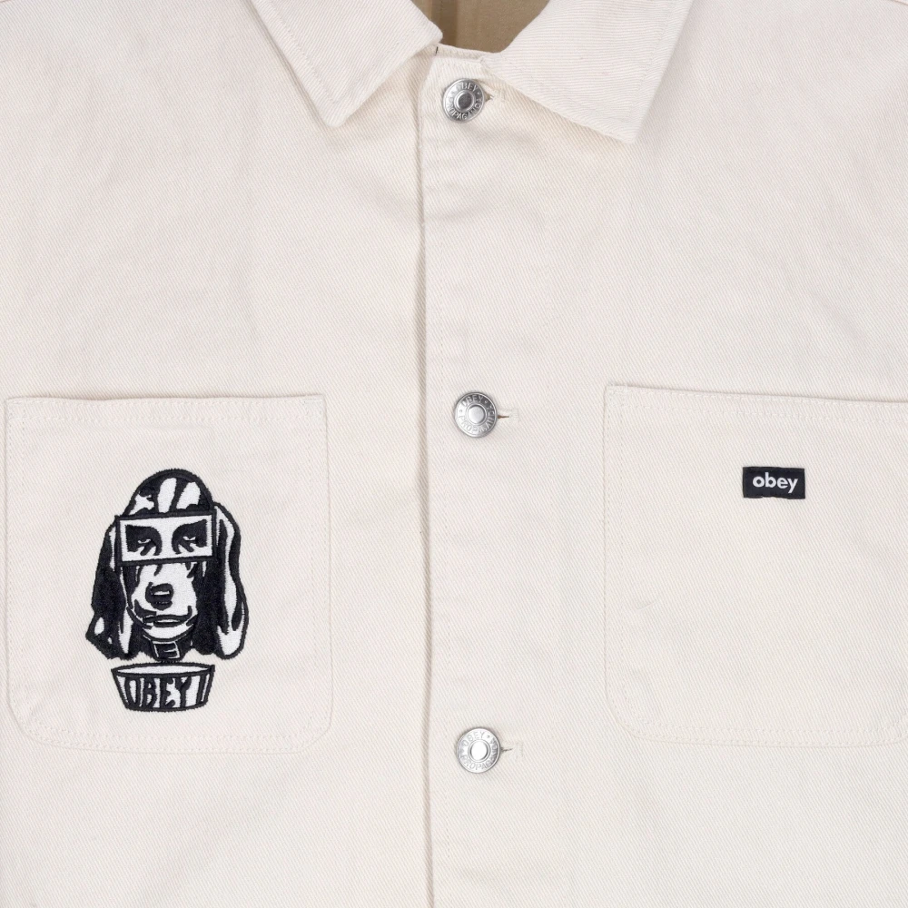 Obey Werkjas met Kraag en Knopen Beige Heren