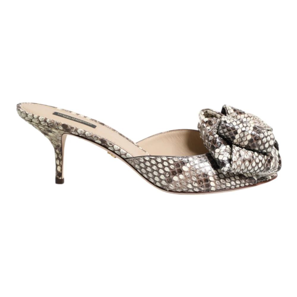Dolce & Gabbana Women's Multicolor Bow Leather Peep Toe Mules
