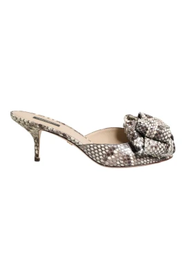 Multifärgad Båge Läder Peep Toe Mulor