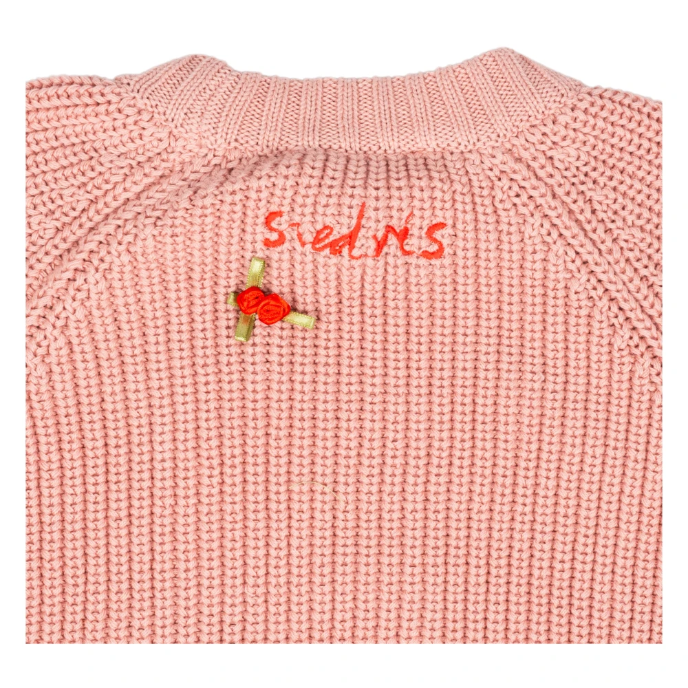 Siedrés Katoenen Crewneck Sweater met Logo Detail Pink Dames