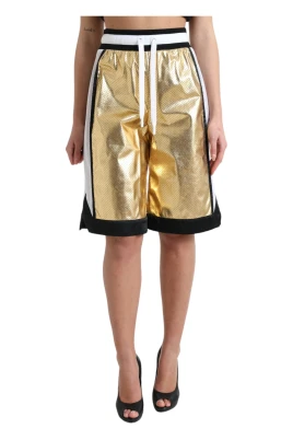 Gyllene höga metallic-shorts
