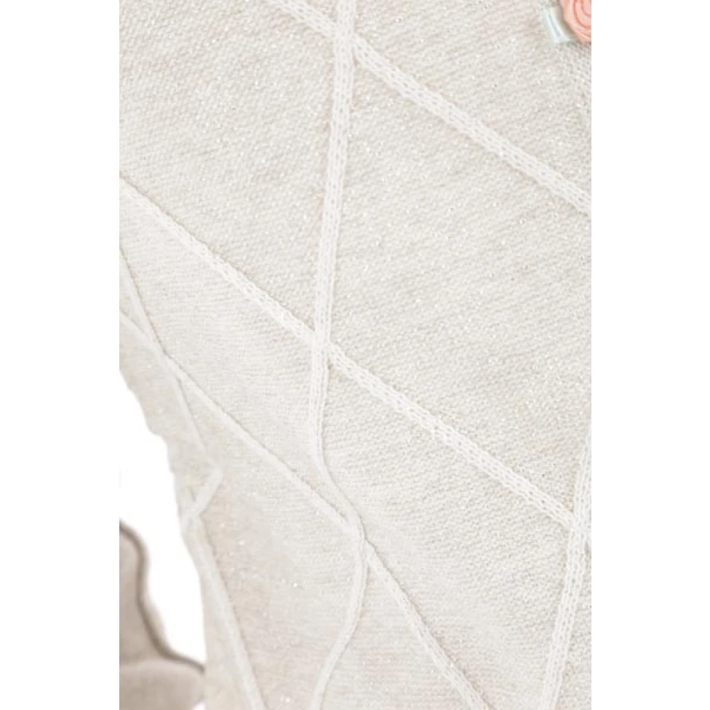 Cormio Zilveren Lurex Cardigan met Ruitpatroon Beige Dames