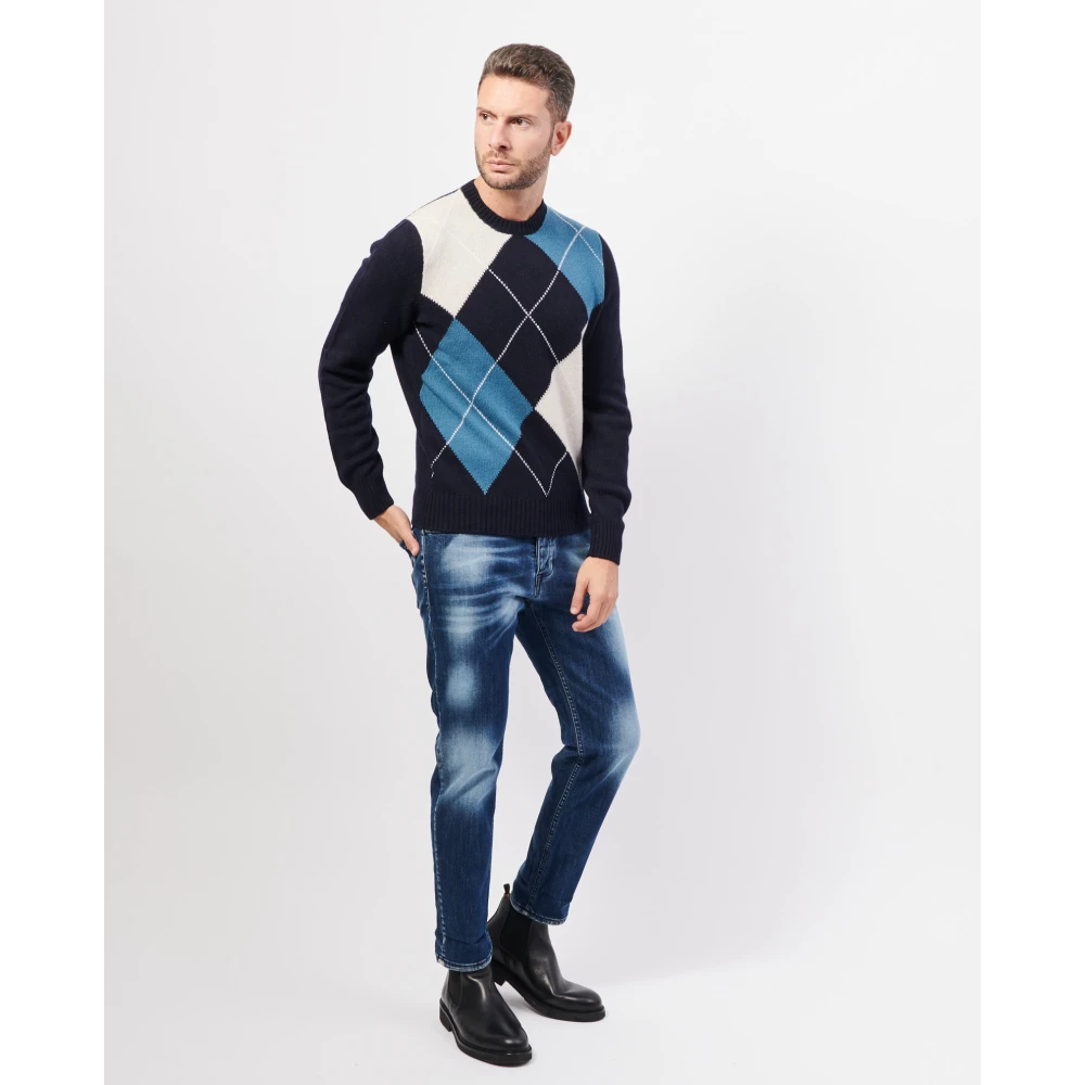 Gran Sasso Blauwe Geelong wollen trui Multicolor Heren
