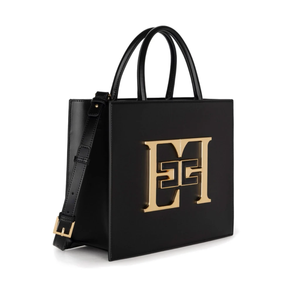 Elisabetta Franchi Stijlvolle Logo Handtas met Schouderband Black Dames