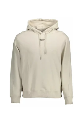 Beige Cotton Hooded Sweater
