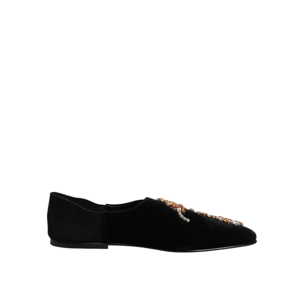 Dolce & Gabbana Men's Black Velvet Loafer Slip On Shoes