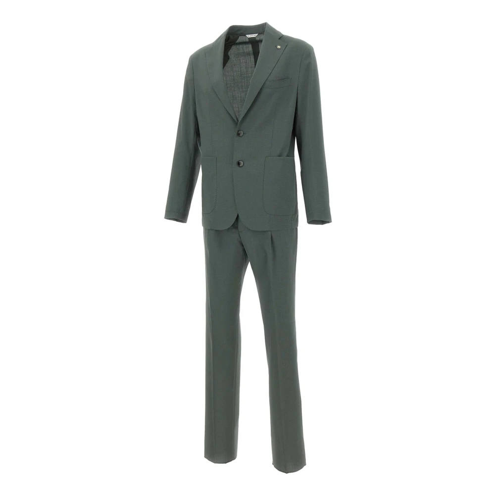 Manuel Ritz Men's Green Single-Breasted Suit