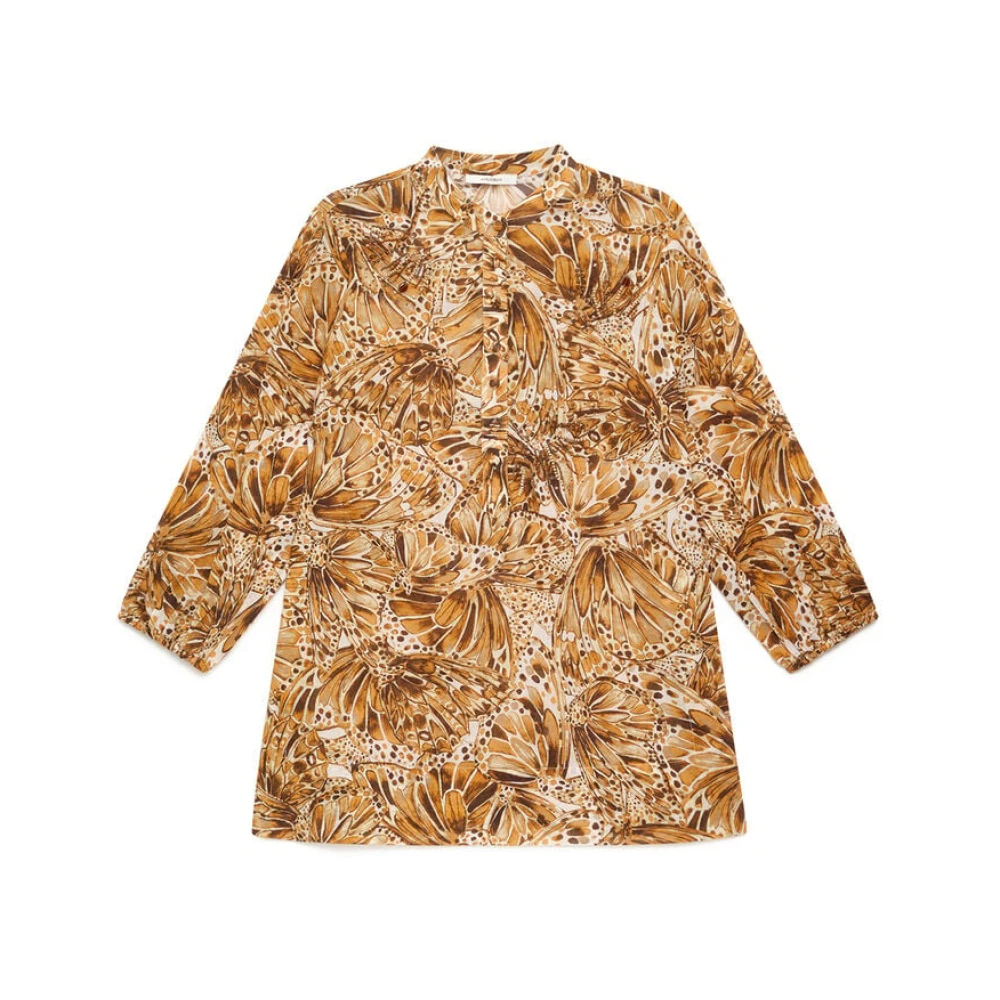 Maliparmi Women's Brown Blouses, Xl, Sweet Butterfly Shirt