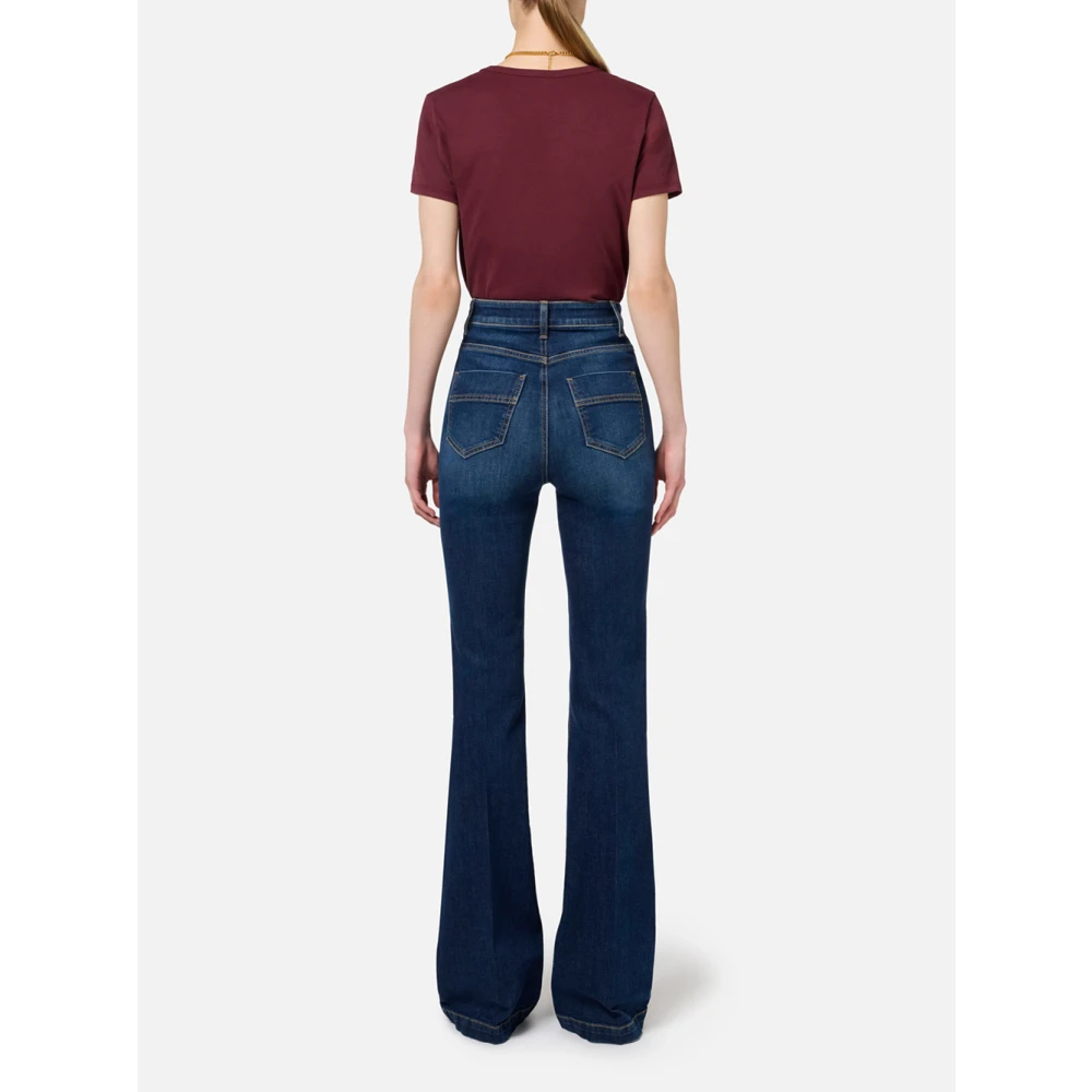 Elisabetta Franchi Blauwe Denim Flare Jeans voor Vrouwen Blue Dames