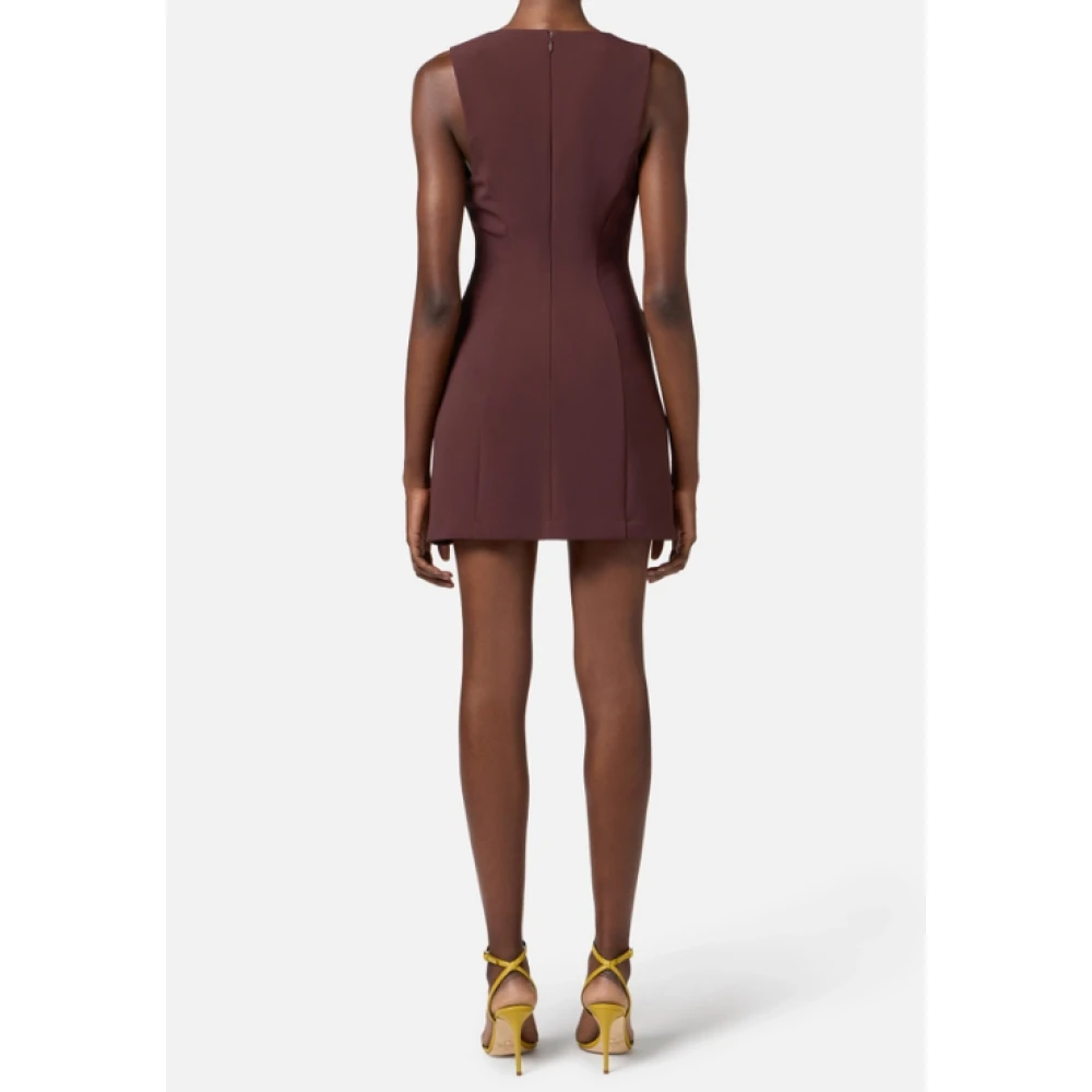 Elisabetta Franchi Bruine Bloemen Crepe Mouwloze Jurk Brown Dames