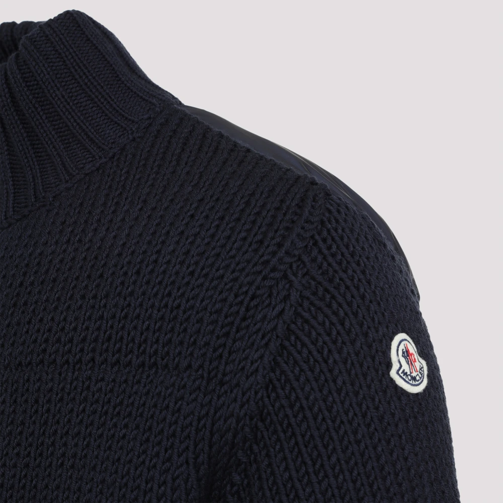 Moncler Blauwe Tricot Cardigan Blue Heren