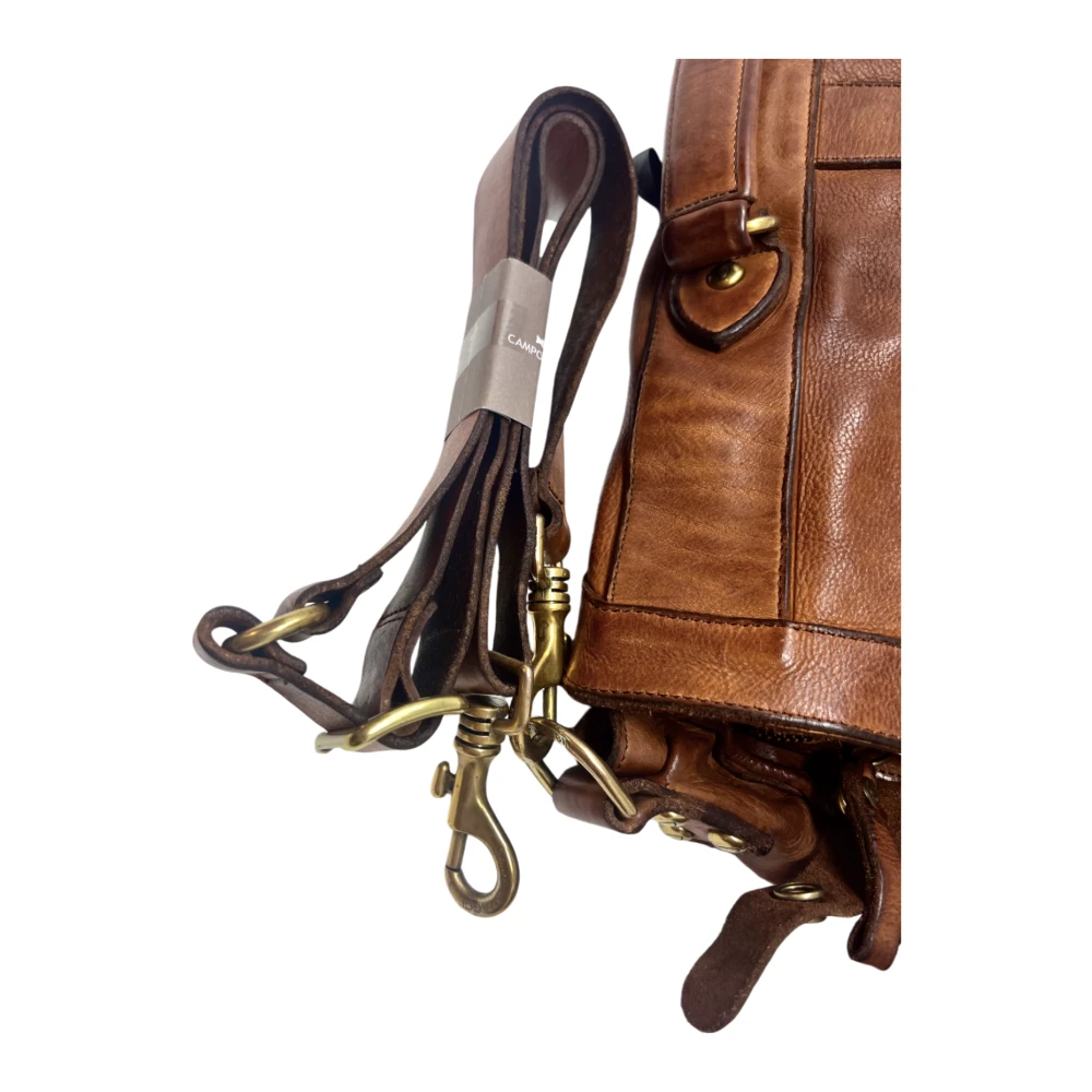 Campomaggi Leren Messenger Tas Cognac Kleur Brown Heren